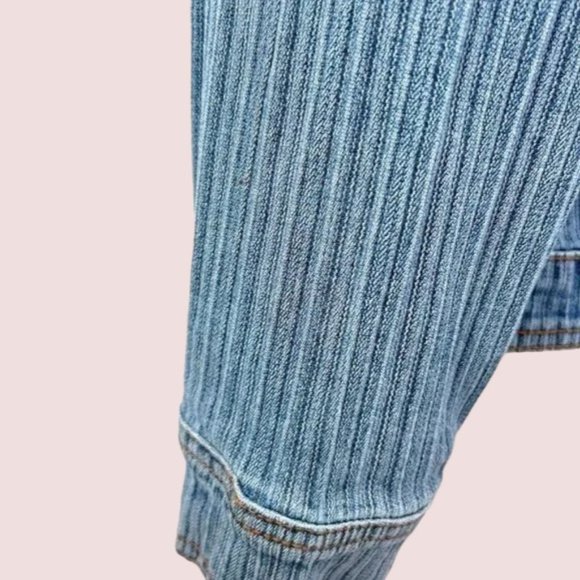 Vintage 80s Gitano Ribbed Faded Stretch Denim Jacket Plus Size 22W - Picture 4 of 6